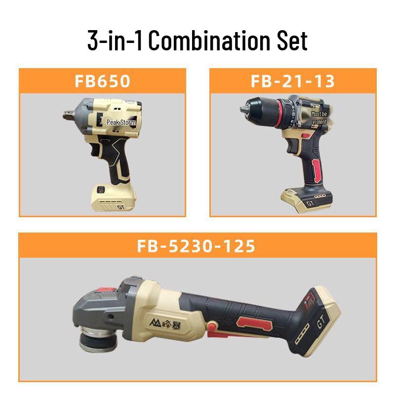 Fengbao Brushless Lithium Angle Grinder, Drill, and Electric Wrench Set