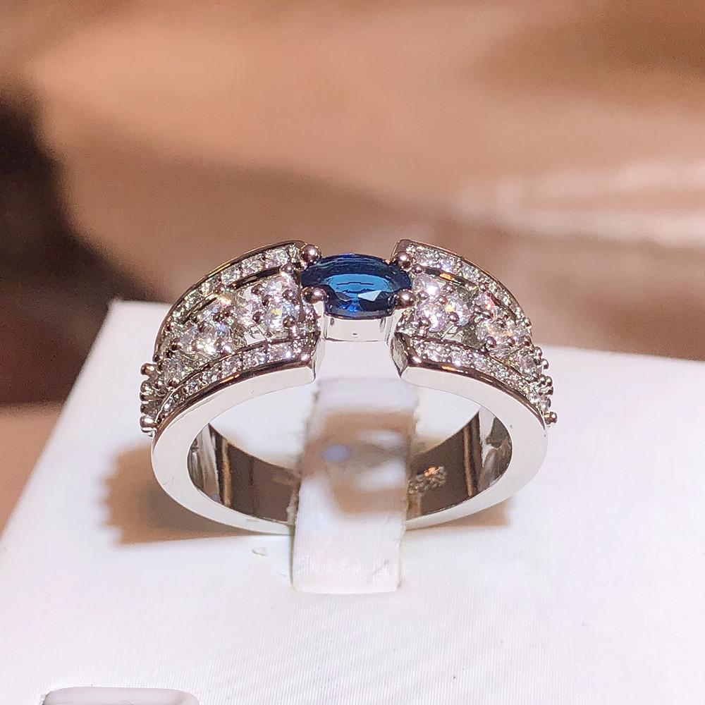 High Quality for Women with AAAA Ring Big Blue Stone Exquisite Women's Engagement Ring Party Jewelry Anniversary Gift