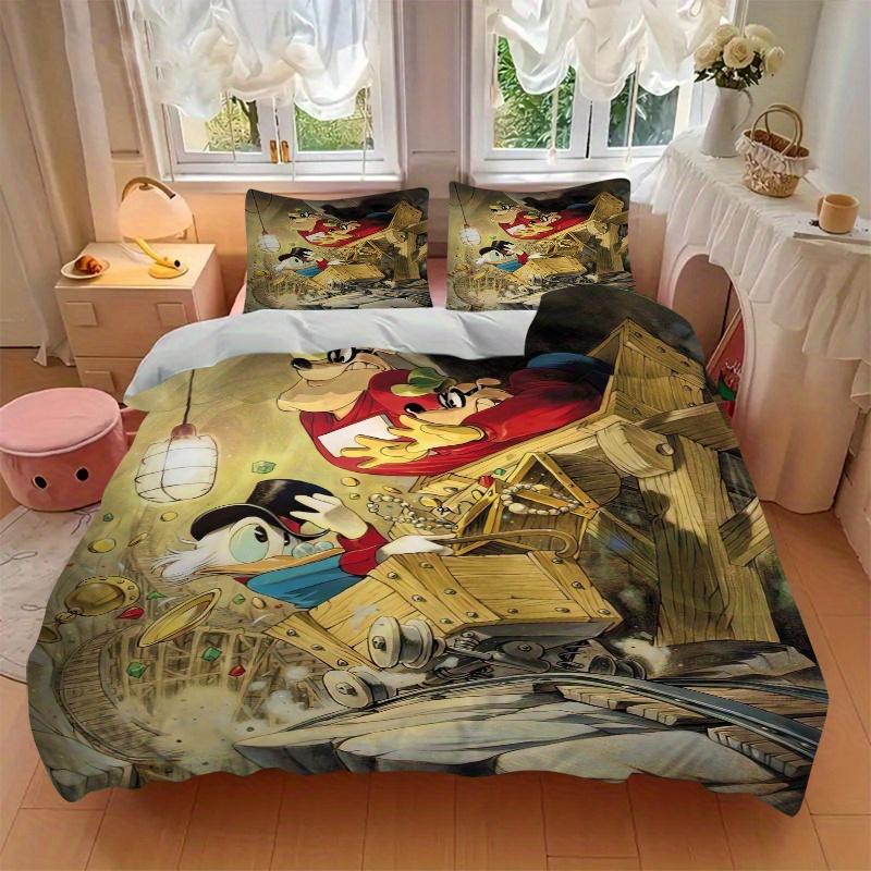 3pcs Disney DuckTales Scrooge McDuck Quilt Set - Soft and Comfortable Bedroom, Guest Room and Dorm Decor Bedding Set 1 Quilt Cover + 2 Pillowcase