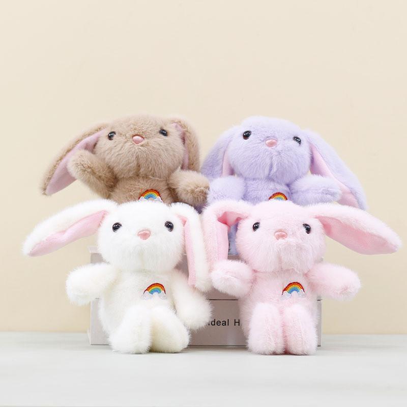 Rainbow Eared Long Rabbit Keyring Soft Stuffed Toy For Kids And Teens Cotton Pp