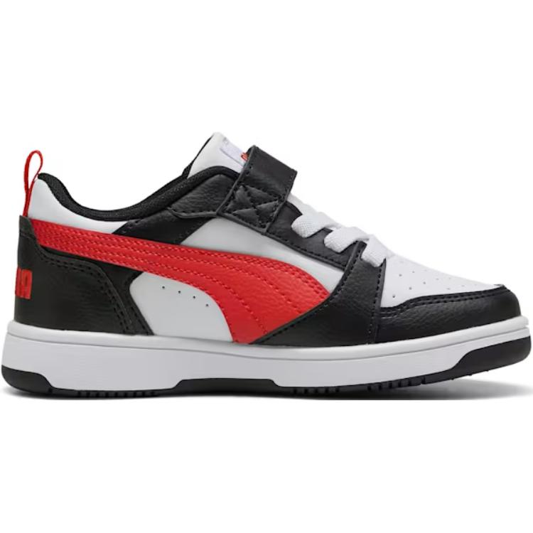 Puma Rebound V6 Low Little Kid Белые Черные Красные Детские Кроссовки For-All-Time-Red 397419-04