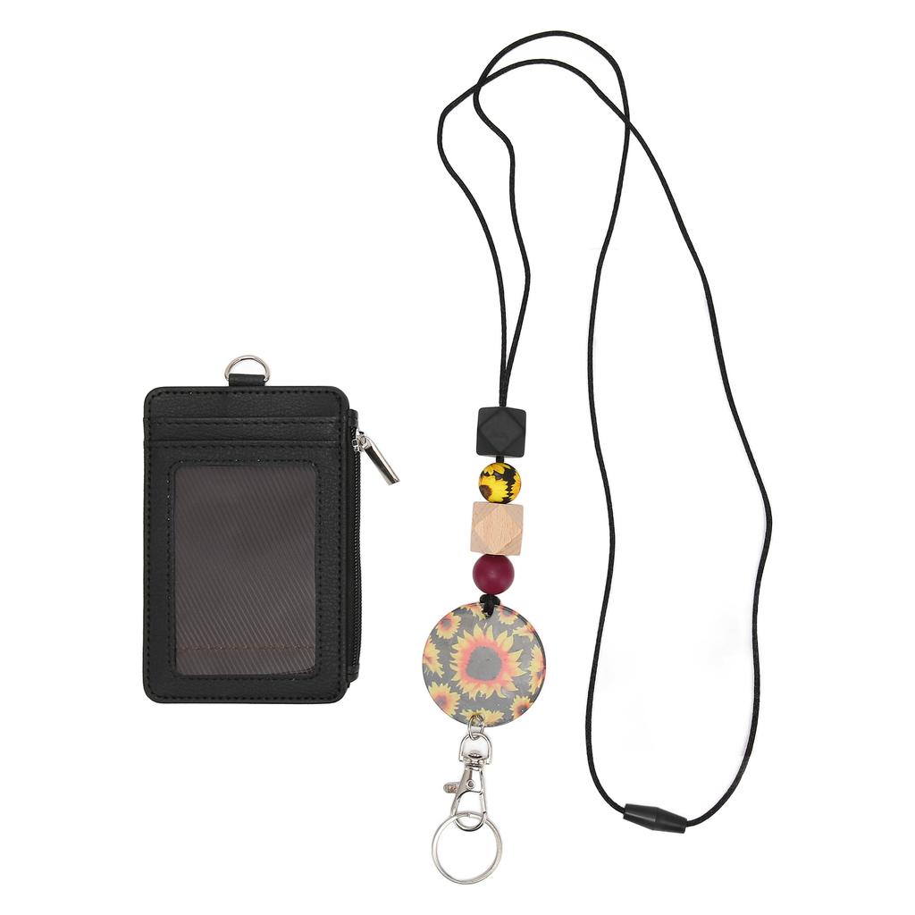 Держатель для бейджа вертикальный из искусственной кожи с силиконовым шнурком для подвешивания с разделительной нитью