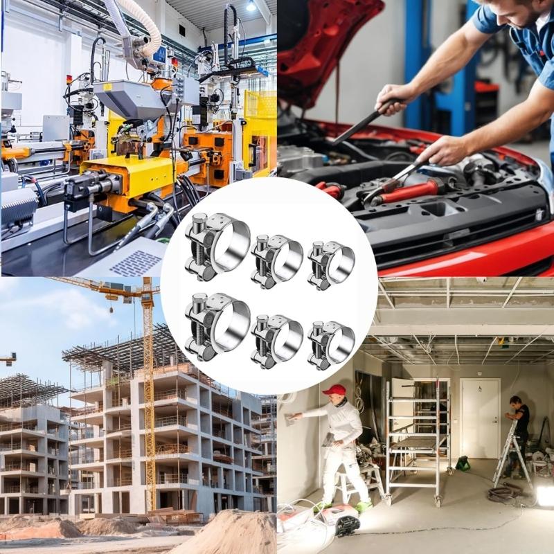 6 шт. Зажимные хомуты для труб, усиленные, с Т-болтом, зажимы для выхлопной трубы, металлический крепеж, ремонтные хомуты, инструменты, крепеж, простые в установке