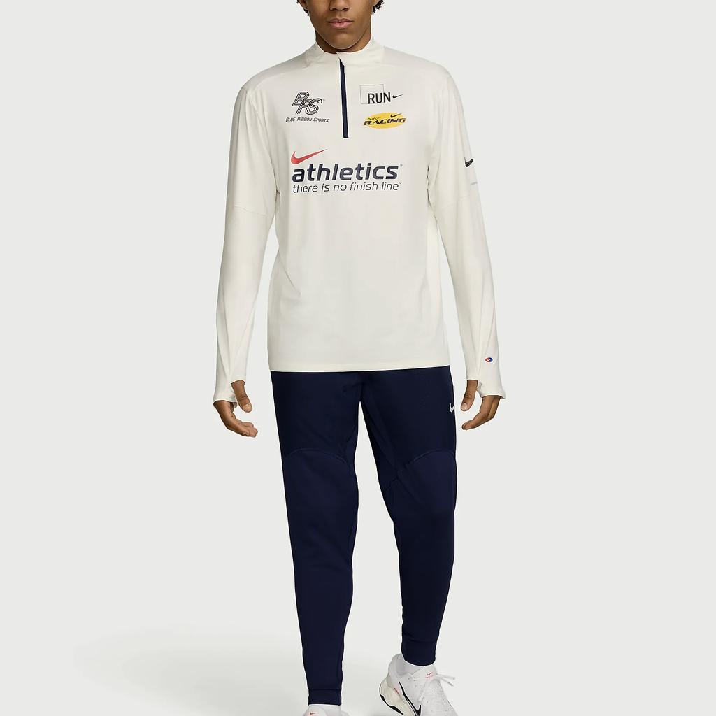 Nike Футболка с логотипом Element Dri-Fit, удобная, повседневная, спортивная, с длинным рукавом, мужская, цвет не совсем белый HF4560-133