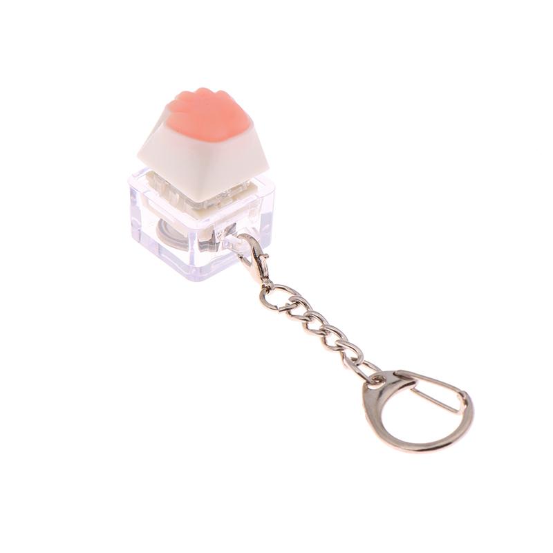 Creative Pink Cat Claw Keycap Mechanical Keyboard Keychain Led Keyboard Keyring Cute Girly Bag Pendant Relief Stress Toys