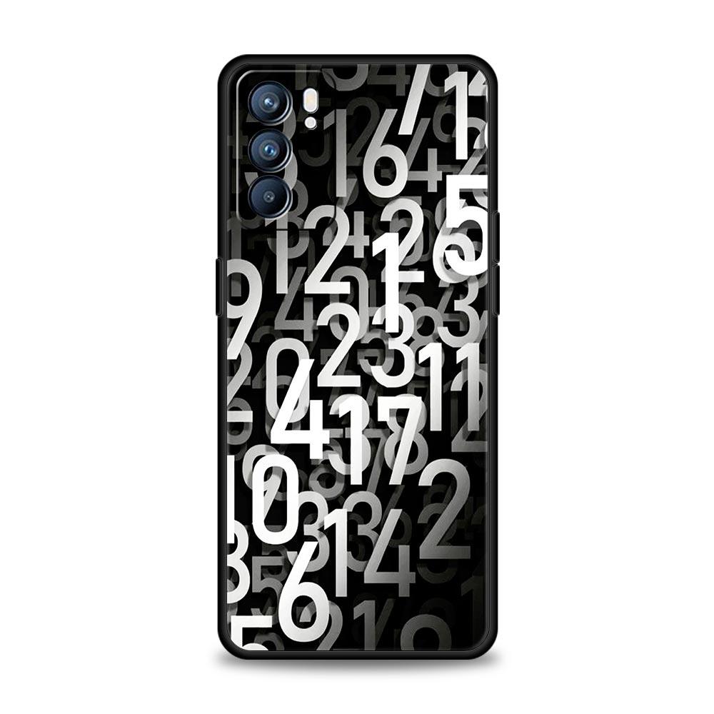 Чехол для телефона с узором из цифр для Oppo Reno 13 12 11 10 7 F Find X5 X6 A98 A80 A79 A78 A57 A54 A31 A17 Pro 5G Мягкий ТПУ чехол Fundas