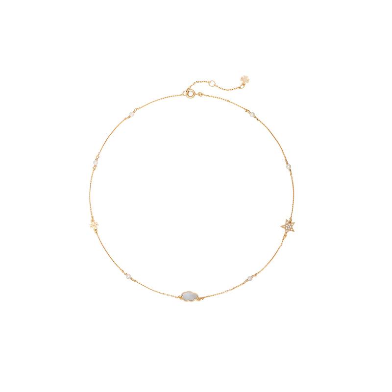 TORY BURCH [Year of the Dragon Capsule Series] Star Decoration Brass Glass Necklace Women’s Gold 157240-749-gold F
