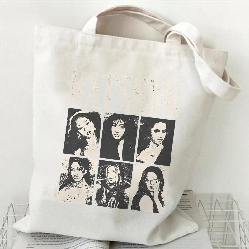 KATSEYE Girl Group Print Canvas Tote Bag Commuter Student Shoulder Bag Large Capacity 60123-4