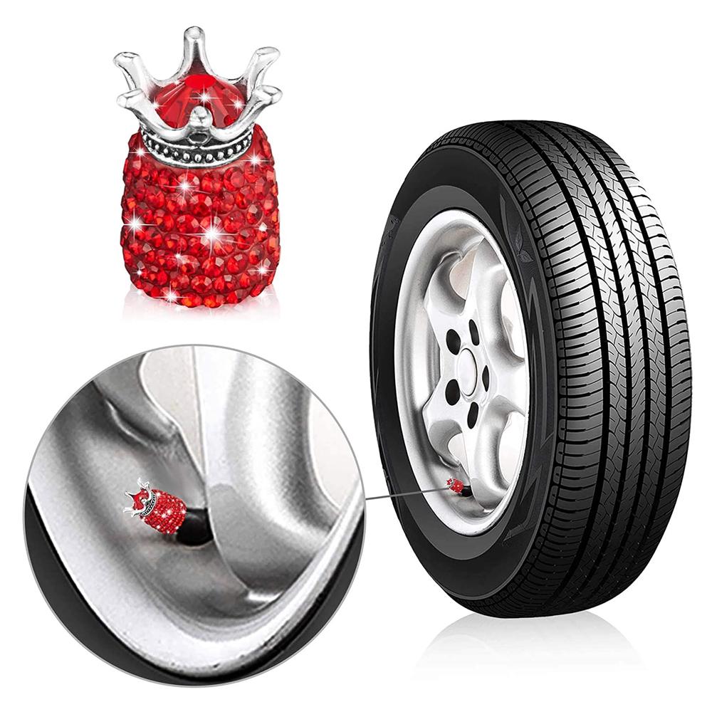 DSYCAR 4Pcs Crystal Rhinestone Universal Car Tire Valve Caps Attractive Dustproof Bling Car Accessories Valve Stems 1