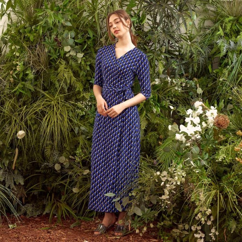 Lipbbam Creora Romona 3 4 Sleeve Long Wrap Dress Ldm10dj01
