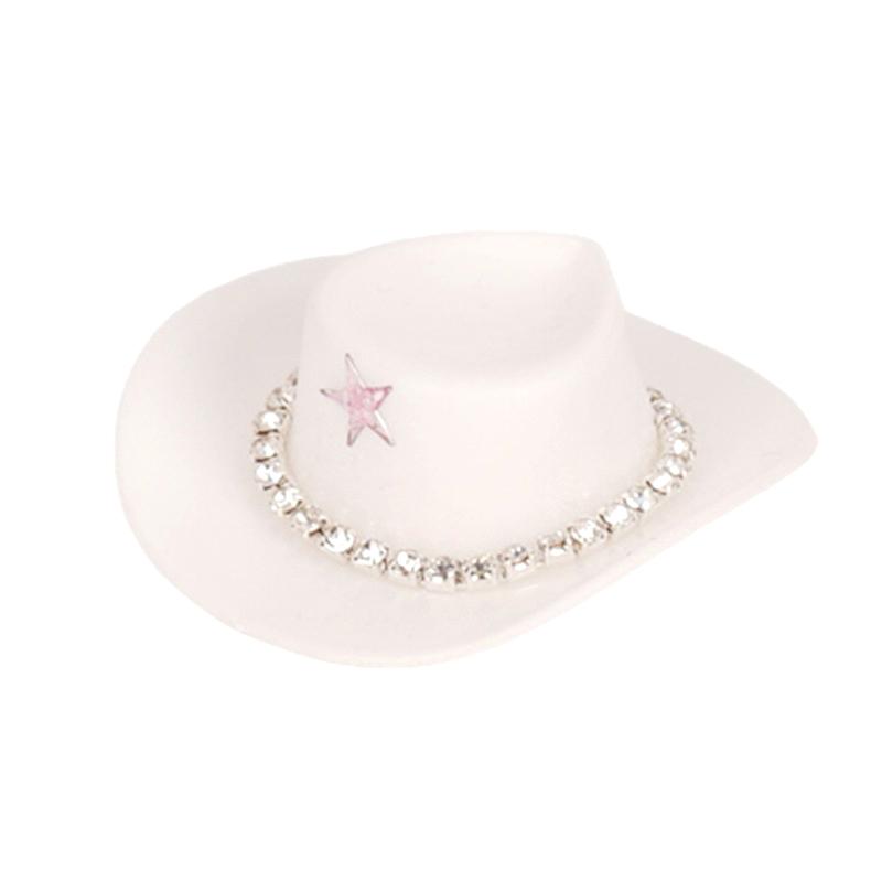 MAX-66~ 4 Pcs Miniature Plastic Doll Hat Western Cowboy Hat Cowgirl Hat For Dolls Decoration Accessories