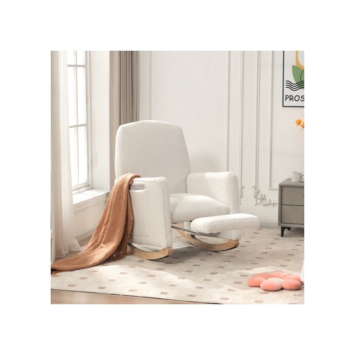 Fauteuil à bascule - MUVOE - Lounge - Tissu en laine - Repose-pieds - Design élégant