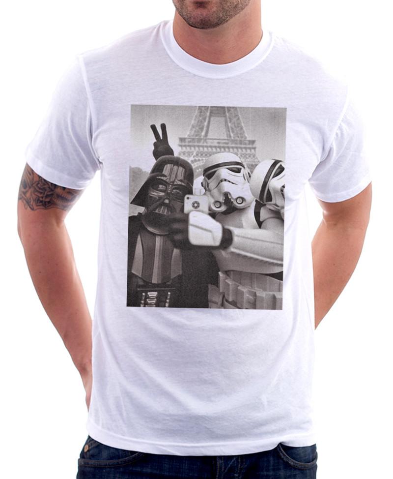 Star Wars StormTrooper Darth Vader JEDI Selfie Paris YODA white t-shirt OZ9773