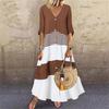 Vintage Women Fashion Loose Swing Long Maxi Dress V Neck Half Sleeve Female
