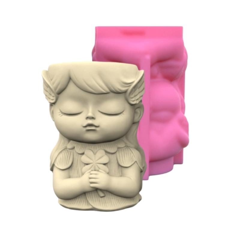Girl Concrete Flower Pots Molds Succulent Planter Vase Silicone Mold Candle Pen Holder Mold Epoxy Resin Plaster Cement