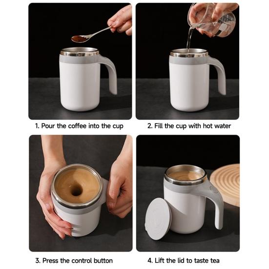 Автоматическая магнитная электрическая кофейная кружка, самоперемешивающаяся чашка с ручкой, запуск одной кнопкой, мощная высокоскоростная чашка для смешивания с крышкой