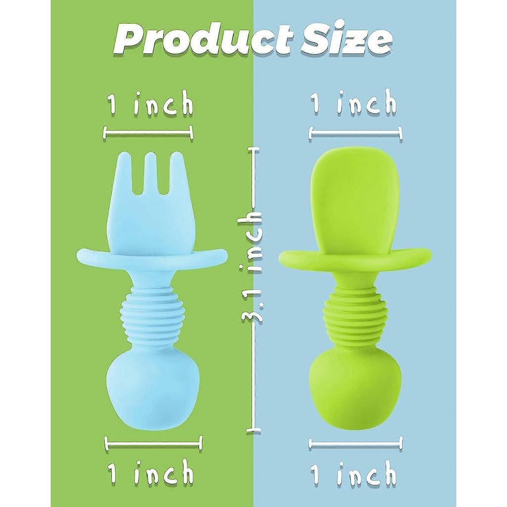 6-Pack Silicone Baby Spoons Stage 1 Baby Fork Chewable Aid Weaning