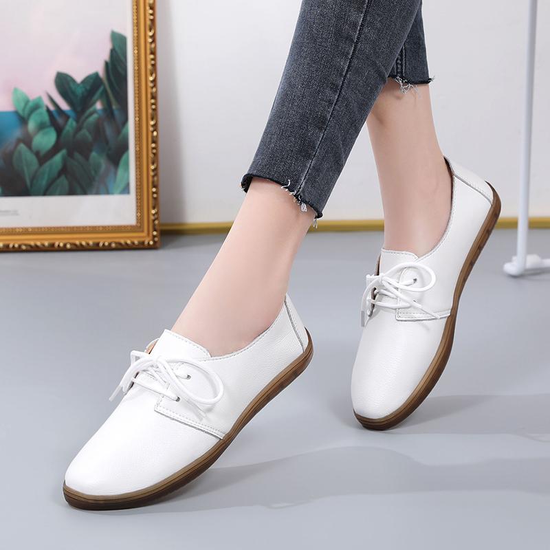 Женские белые туфли на плоской подошве, мокасины для вождения, повседневные черные туфли для ходьбы в стиле минимализма для мам, большой размер