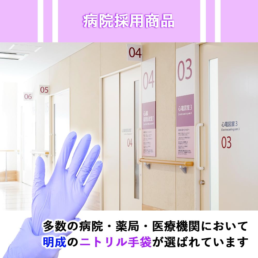 Meisei Nitrile Одноразовые перчатки для больниц, принятые в соответствии с законом о санитарии, резиновые для левых и правых медицинских пищевых продуктов, для домашнего коммерческого использования [ANYCL],