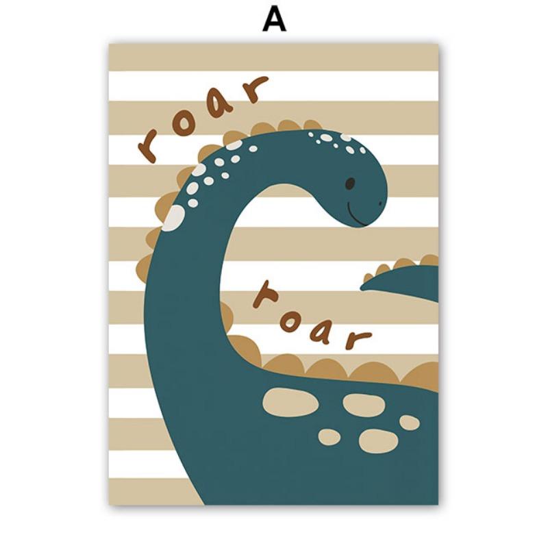 Мультфильм динозавр индивидуальный детский имя настенное искусство холст картина скандинавский динозавр плакаты и принты настенные картины дети декор детской комнаты