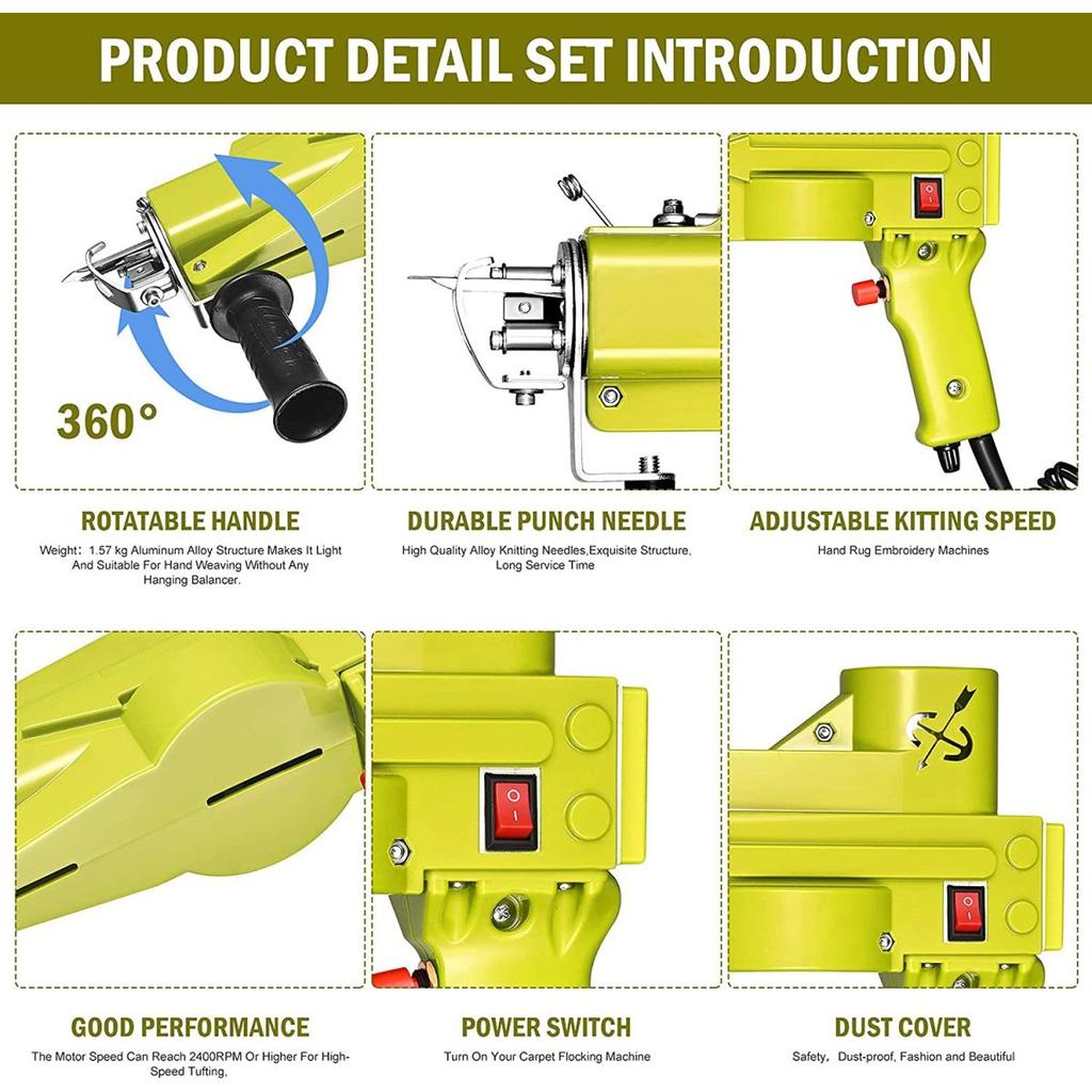 2 в 1 Электрический тафтинговый пистолет для ковров Ручной пистолет Машины для ткачества ковров Флокирующие машины Петлевая ворса Вырезанная ворсовая ворса