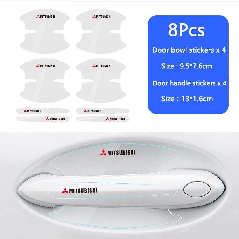 8PCS Clear Universal Car Door Bowl Sticker Auto Products for Mitsubishi Eclipse Cross Xpander Mirage Attrage Ralliart
