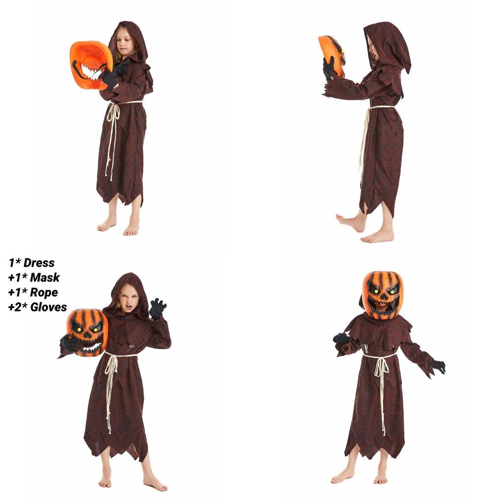 Хэллоуин Косплей Костюм Пугало Голова Тыквы Для Костюмированной Вечеринки