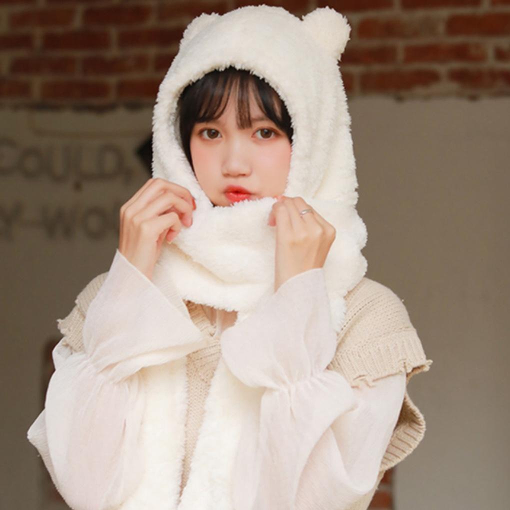 Cashmere Winter Teddy Bear Hooded Scarf Hooded Muffler