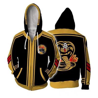 Толстовка The Karate Kid Cobra Kai 3D Gambar Animasi Pria Anak Laki-laki Толстовка Ritsleting Jaket Pakaian Olahraga Полиэстер