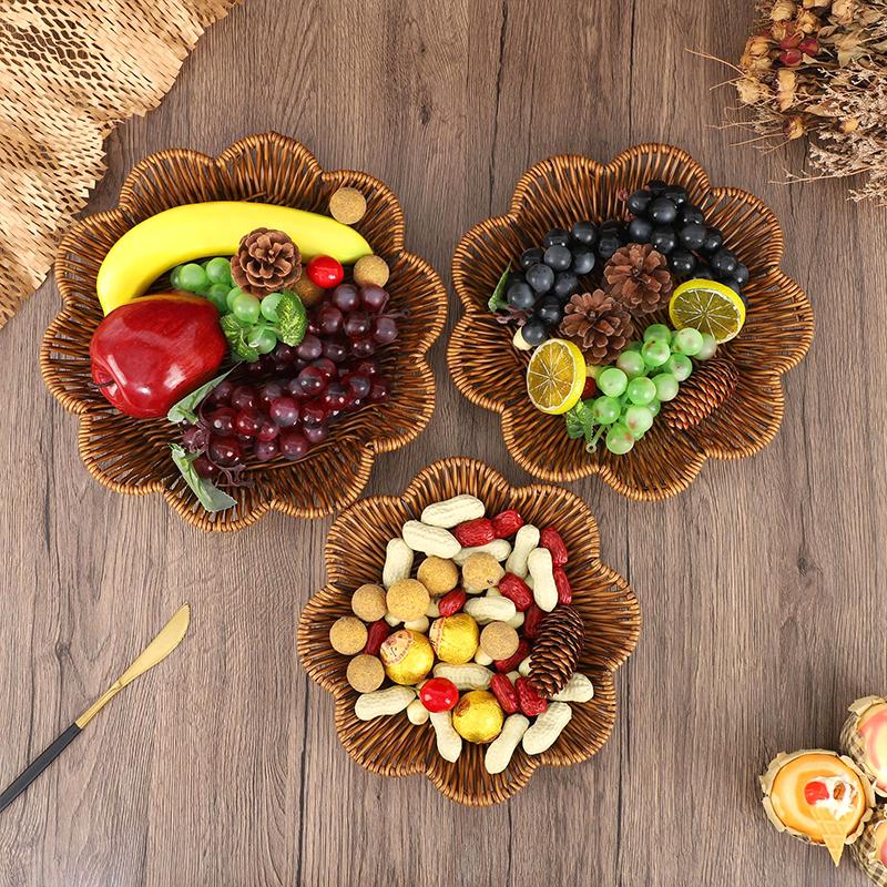 1 шт. Корзина для хранения, органайзер, фруктовая тарелка, поднос для еды ручной работы, закуски, имитация лозы, реквизит для фотосъемки, аксессуары