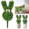 21.6-Inch Plastic Rabbit-Shaped Green Trimming for Potted Faux Easter Rabbit Plants, Artificial Boxwood Shrubs, and Faux Cedar Pots with Ground Stakes