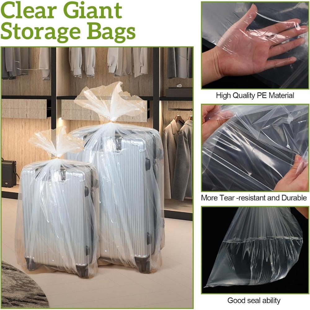 10 packs of extra-large clear plastic storage bags, 40 x 60 inches, 3.94 mil thick, giant oversized flat plastic storage bags