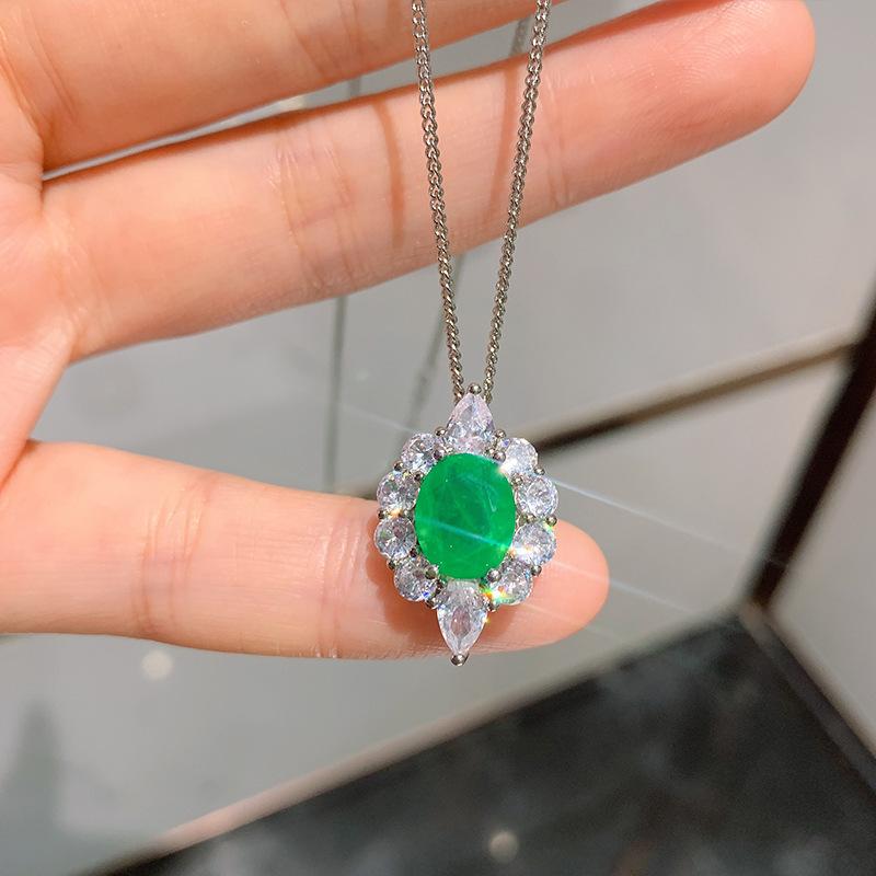S111 Серебряная Игла, Изумрудное Ожерелье, Европейские и Американские Кольца Серьги, Ювелирный Набор из Трех Предметов, Аксессуары для Свадебного Ужина