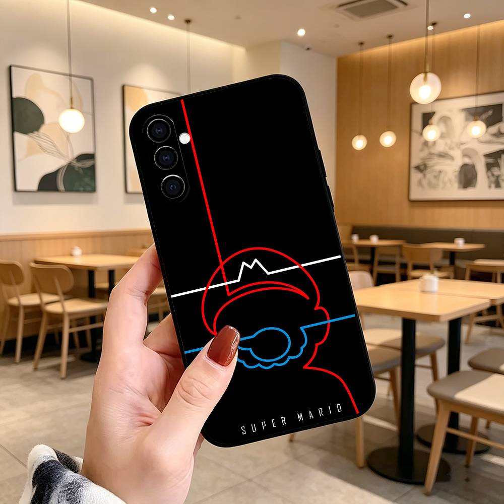 cartoon Super-M MarioS Bros Phone Case For Samsung Galaxy A73,A72,A71,A70,A53,A52,A51,Soft Silicone Black Cover