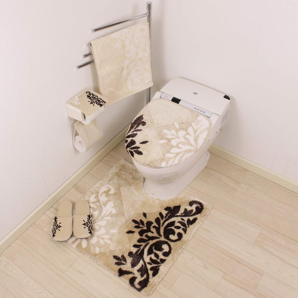 Senko Crowley Toilet Lid Cover with Adhesive 33937 M+home Sheet, Multi-Type, Beige,
