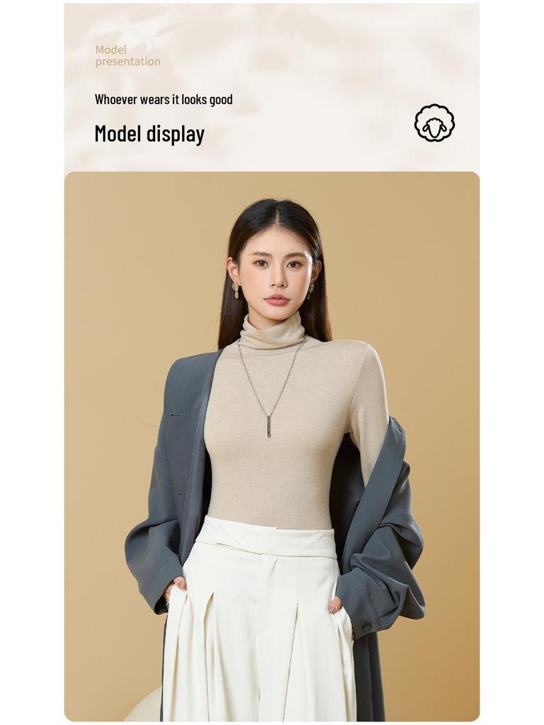 Women's Turtleneck Base Layer: Tencel Wool, Slim Fit, High Elasticity, Long Sleeve, Warm Autumn-Winter Top