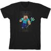 Детская черная футболка Minecraft Стив с трезубцем