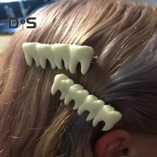 Girl Teeth Hair Clips Halloween Gothic Style Tooth Shape Hairpins Glow In the Dark Hair Pins Hair Accessories