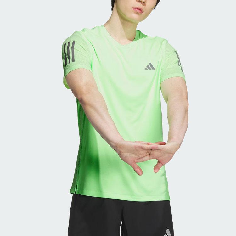 Adidas Футболка Own The Run Cooler, мужские топы, светло-зеленая, JF1474