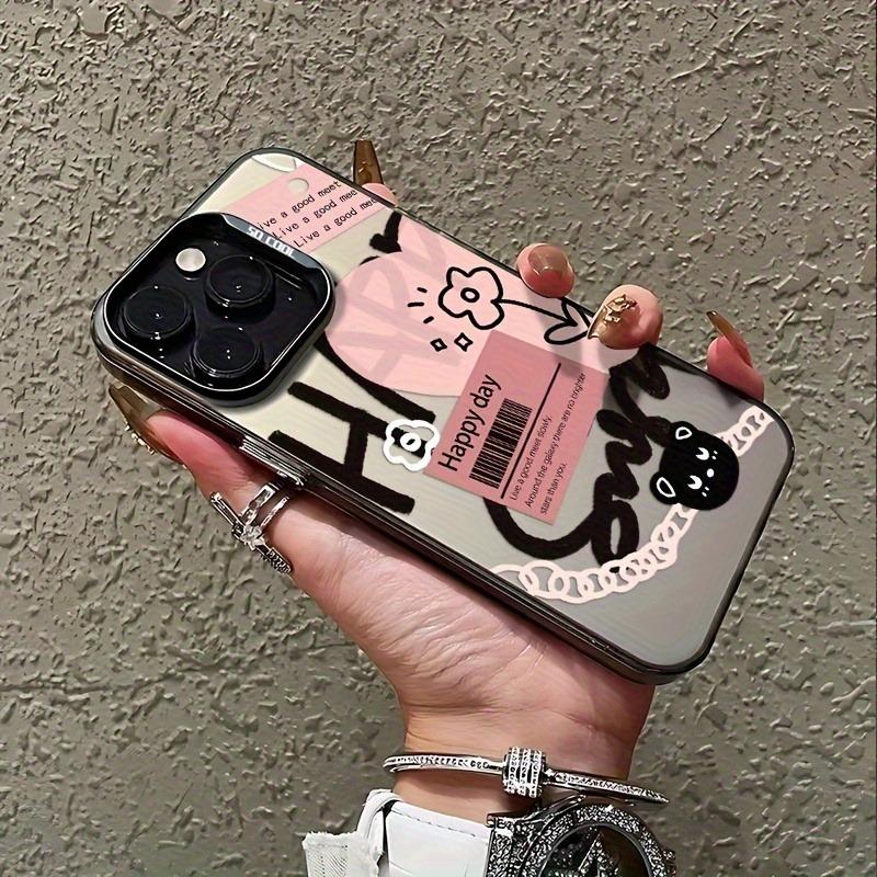 Black Lettering Doodle Heart Pattern Print Phone Case For iPhone 17 Pro Max 16 15 14 13 12 11 XS X XR 7 8 Plus 16E 17 Air Cover