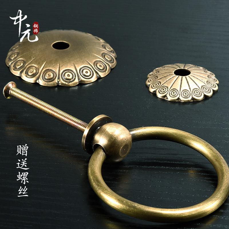 Маленький старинный дверной молоток с кольцом, латунная старая ручка для шкафа, классические ворота, круглая ручка, ретро-дверной молоток для входа, домашний декор