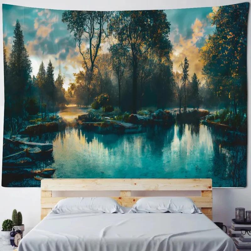 Home Wall Decoration Tapestry Outdoor Scenery Beach Background Office Living Room Tapestry