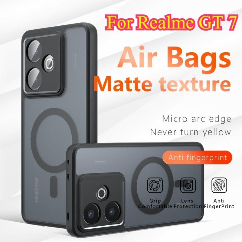 Для Magsafe Матовый акриловый чехол для телефона Realme GT7 Противоударный чехол с подушкой безопасности из матового магнита Жесткий бампер для Realme GT 7Pro Neo7
