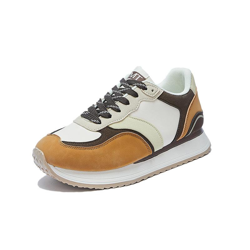 Женские повседневные удобные кроссовки на толстой платформе для ходьбы, нескользящие теннисные туфли на шнуровке, искусственная замша из искусственной замши в стиле пэчворк, рабочие кроссовки для женщин