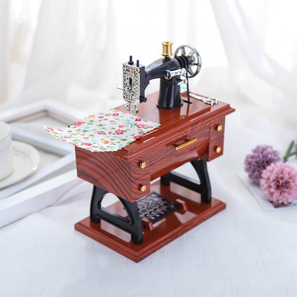 Treadle Type Sewing Machine Music Box Antique Gift Musical Educational Toys Home Decor Fashionable Accessories