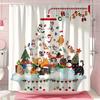 Funny Christmas Puppy Shower Curtain Christmas Tree Gift Bow Snowflake Polyester Fabric Shower Curtain Bathroom Decor With Hooks