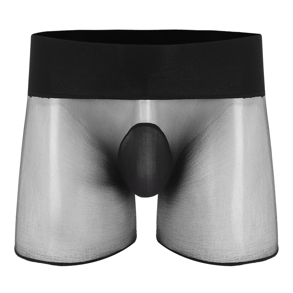 Mens See Through Ultra Thin High Waist Boxer Shorts Sheath Lingerie Underwear