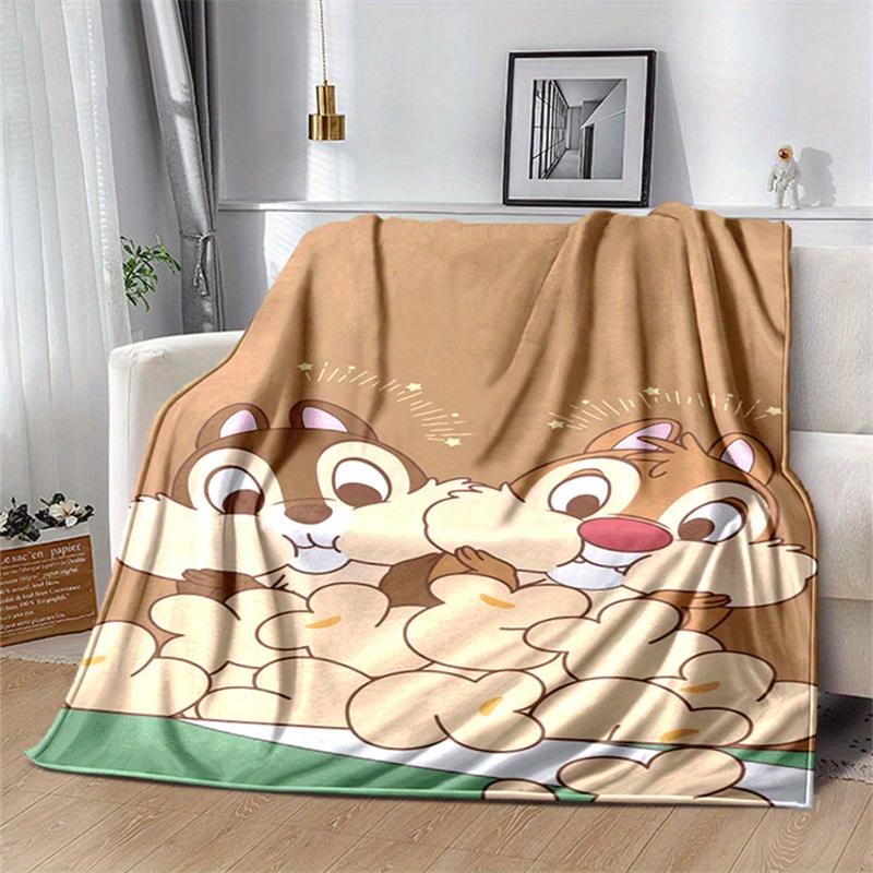 1pc Chip An' Dale Print Blanket, Cute Cartoon Design, Living Room Home Decoration Sofa Travel Soft and Cozy