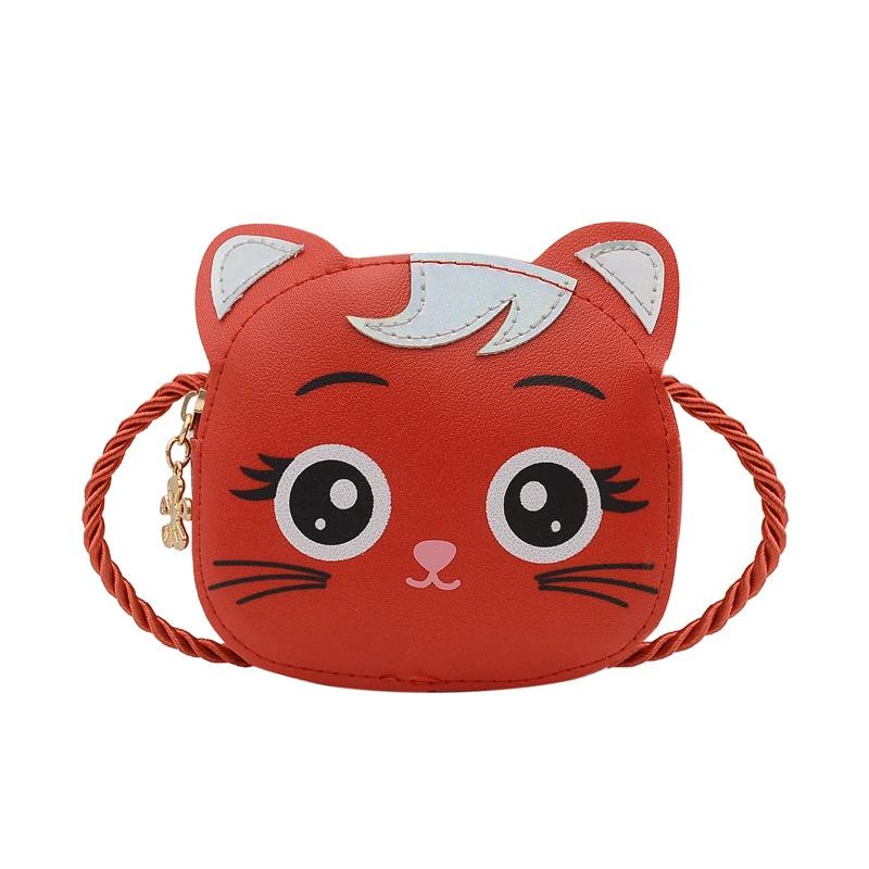 Baby Girls PU Leather Small Shoulder Crossbody Bags Cute Cat Kids Coin Purse Wallet Fashion Children's Mini Handbags