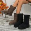 Fashion Women Ankle Boots Plush Warm Short Tube Thick Soled Snow Boots 2024 Autumn/winter New Simple Retro Platform Casual Cotton Boots
